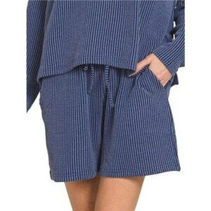 Zenana Corded Rib Long Sleeve Tee and Shorts Set